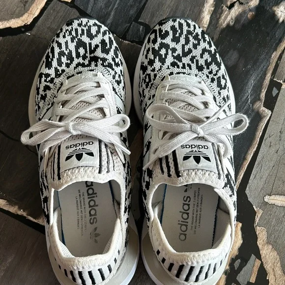 Adidas Black and Cream Animal Print Sneakers - Picture 4 of 7